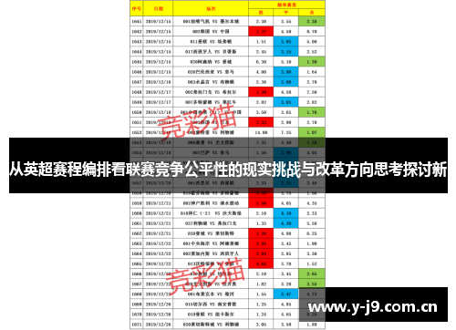 从英超赛程编排看联赛竞争公平性的现实挑战与改革方向思考探讨新 从英超赛程编排看联赛竞争公平性的现实挑战与改革方向思考探讨新